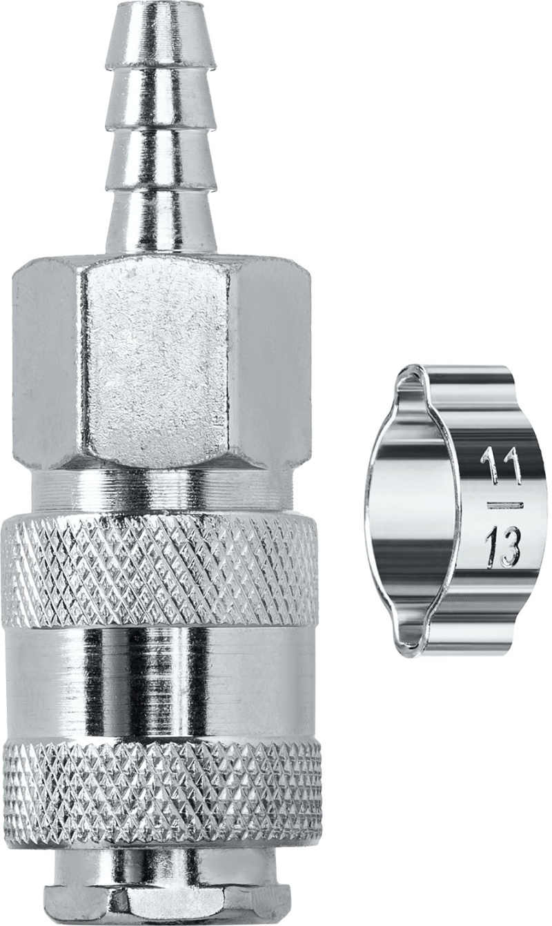 Переходник штуцер "елочка" 8 мм - рапид муфта, с хомутом KRAFTOOL