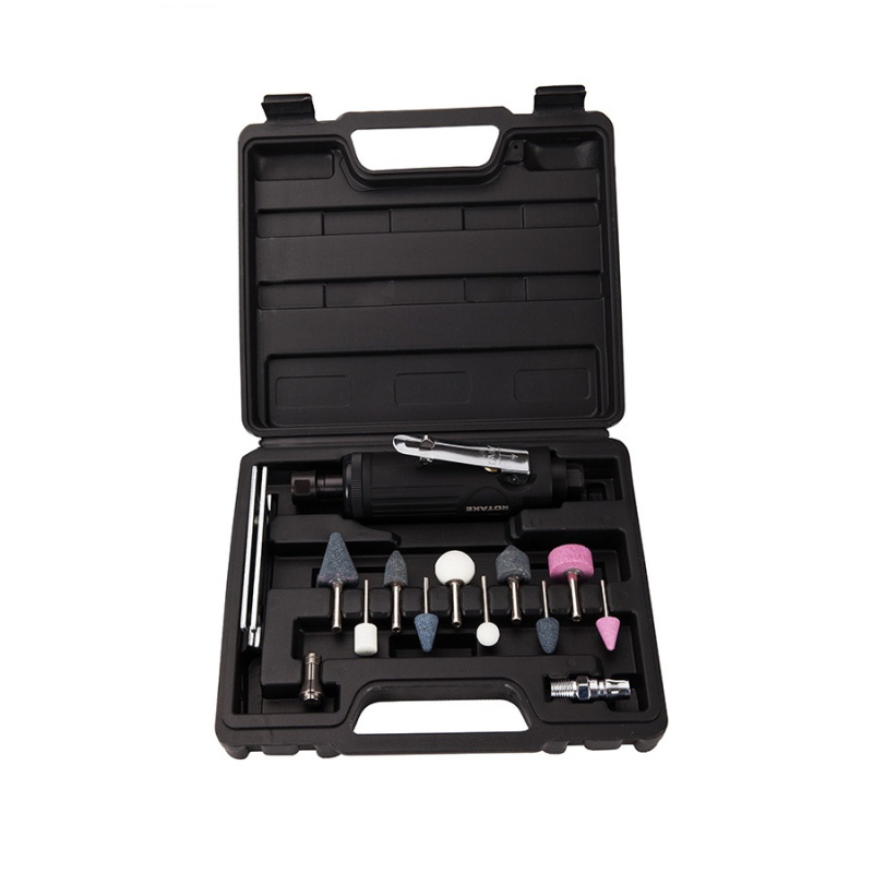 Пневмодрель с набором насадок, 22000об/мин, цанговый патрон ROSSVIK RT-1206K