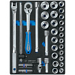 KING TONY Набор торцевых головок 1/2" с принадлежностями, шестигранные, 33 предмета 9-4333MRV04